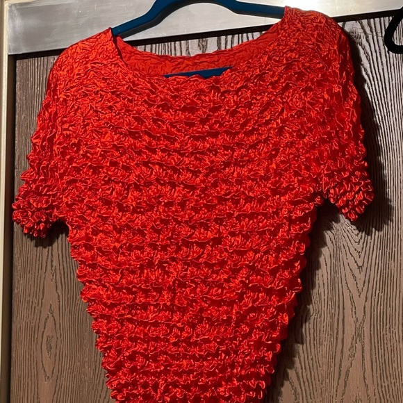 Silky Satin stretch blouse textured Popcorn nwot 90s vintage - Picture 1 of 4